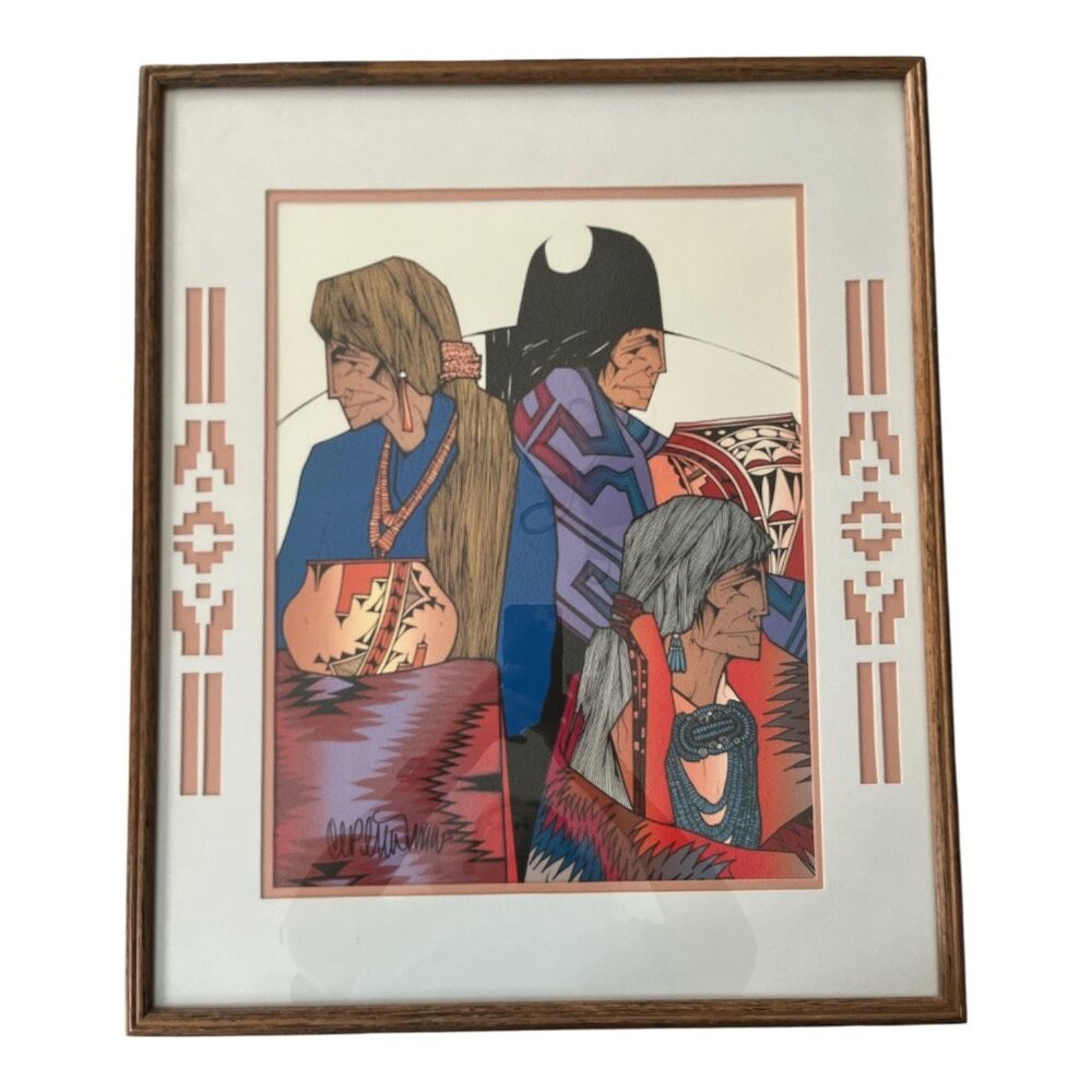 Framed Native American Art Print by Amado M. Peña Jr. Signed Southwest Indigenou
